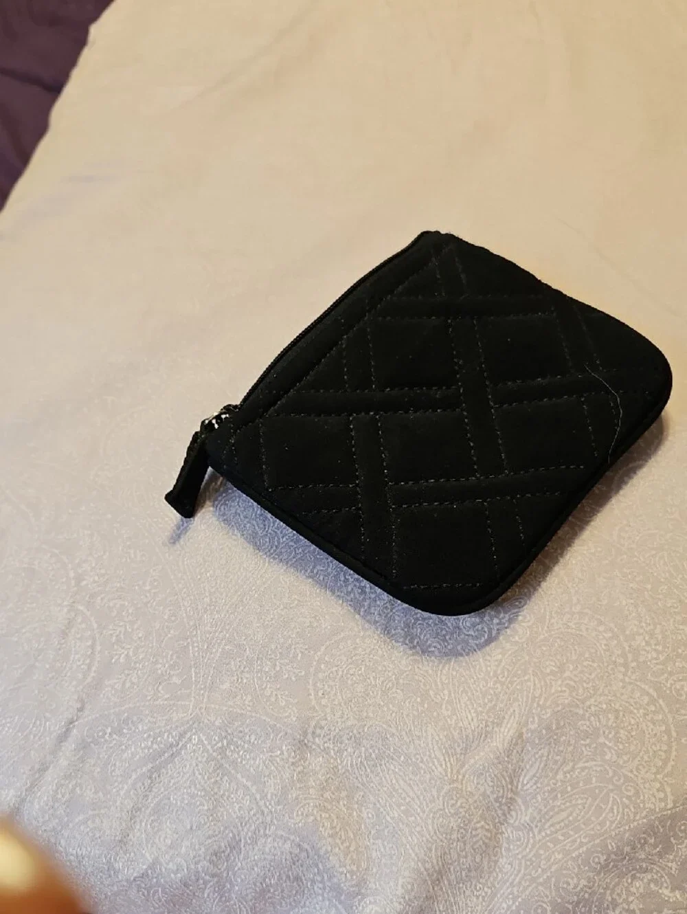 Vera Bradley Black Quilted Cosmetic Pouch with Metal Logo Plate